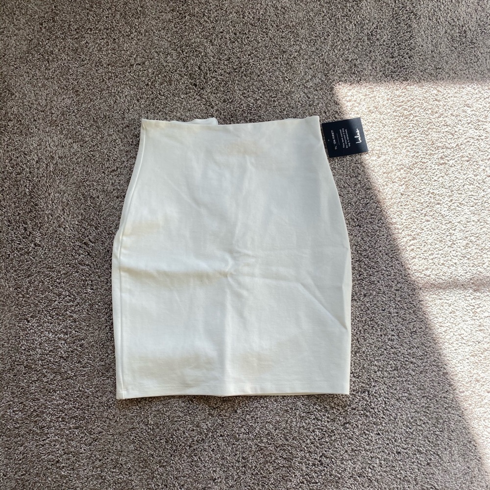 White mid length skirt